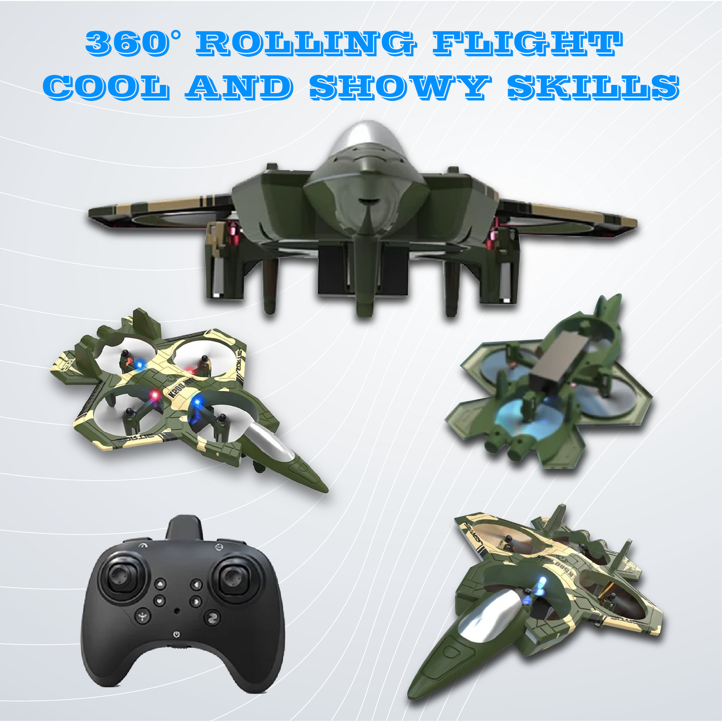 K500 MAX RC Plane Fighter – 2.4G Remote Control Stunt Glider with LED Lights