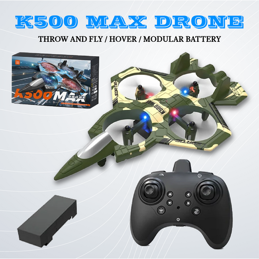 K500 MAX RC Plane Fighter – 2.4G Remote Control Stunt Glider with LED Lights