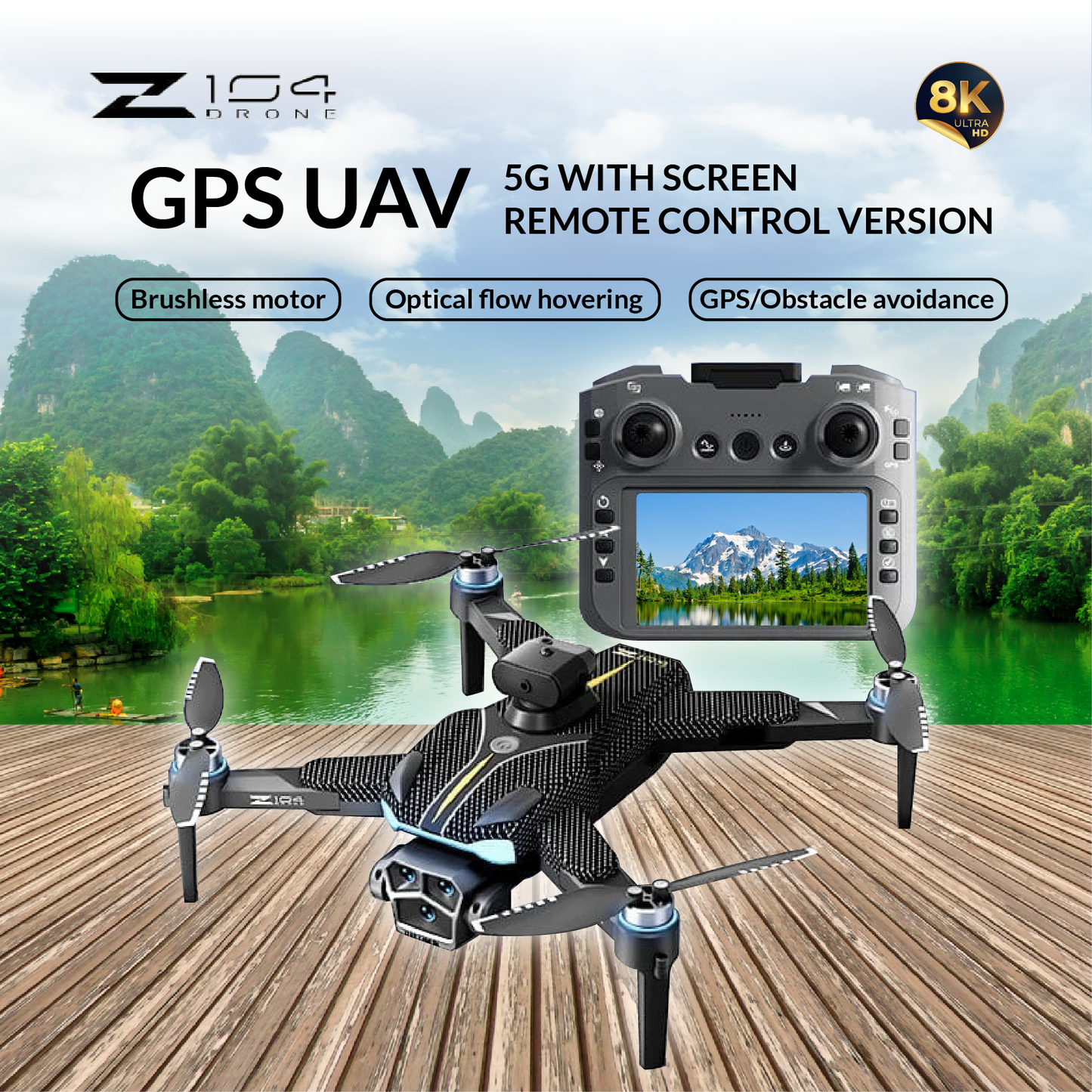 Xiaomi Z104 Drone 8K HD Camera Professional Brushless WiFi UAV with Screen Control, Obstacle Avoidance & 20KM Range